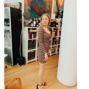 NWT Topshop Long Sleeve Striped Button Mini Dress